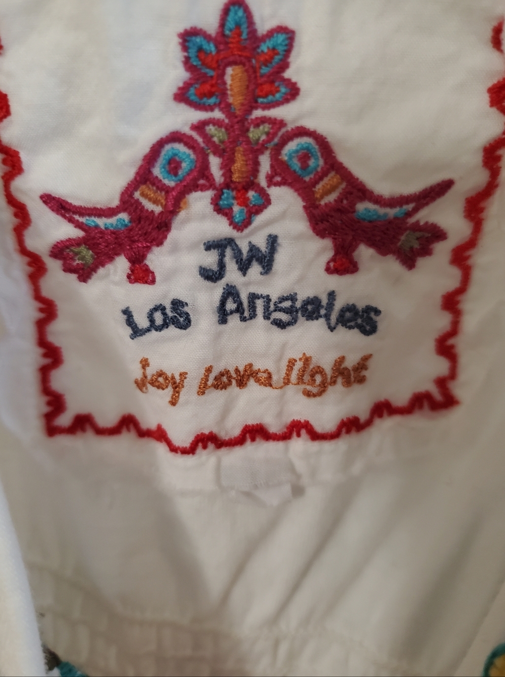 White Sleeveless Dress with Colorful Floral Embroidery - Picture 3 of 4
